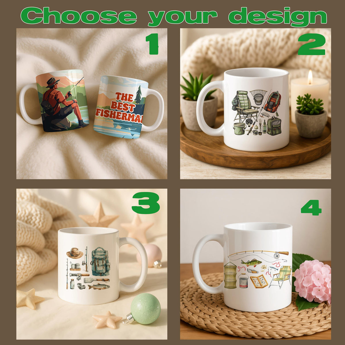 Ceramic Fishing Mug, Outdoor Adventure Nature Camping Coffee Cup