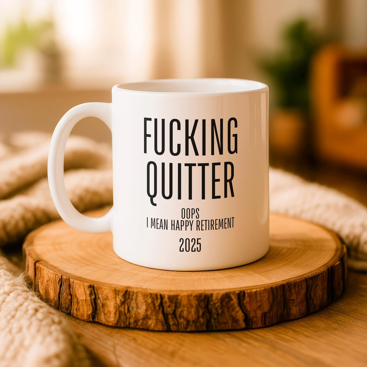Funny Retirement Mug, Quitting Coffee Cup, Sarcastic Gag Gift for Coworker