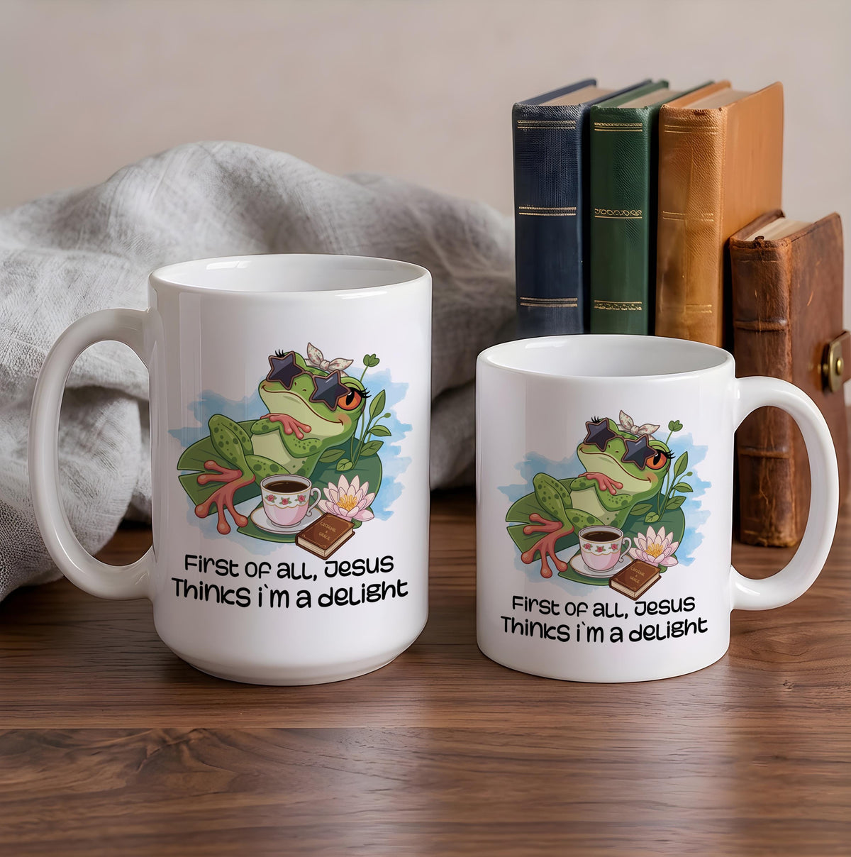 Jesus Thinks I'm a Delight Frog Mug, Funny Christian Coffee Cup, Sarcastic Gift