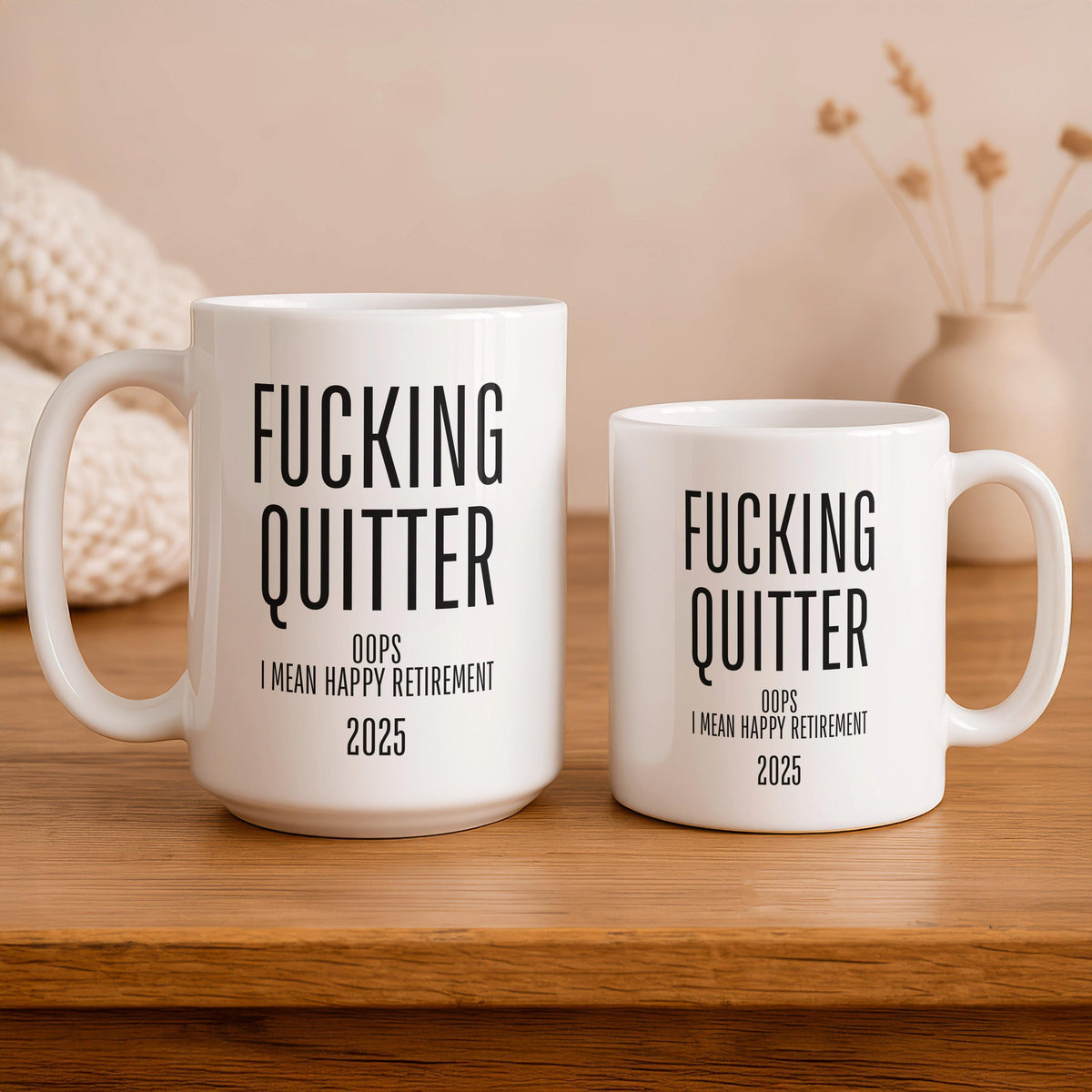 Funny Retirement Mug, Quitting Coffee Cup, Sarcastic Gag Gift for Coworker