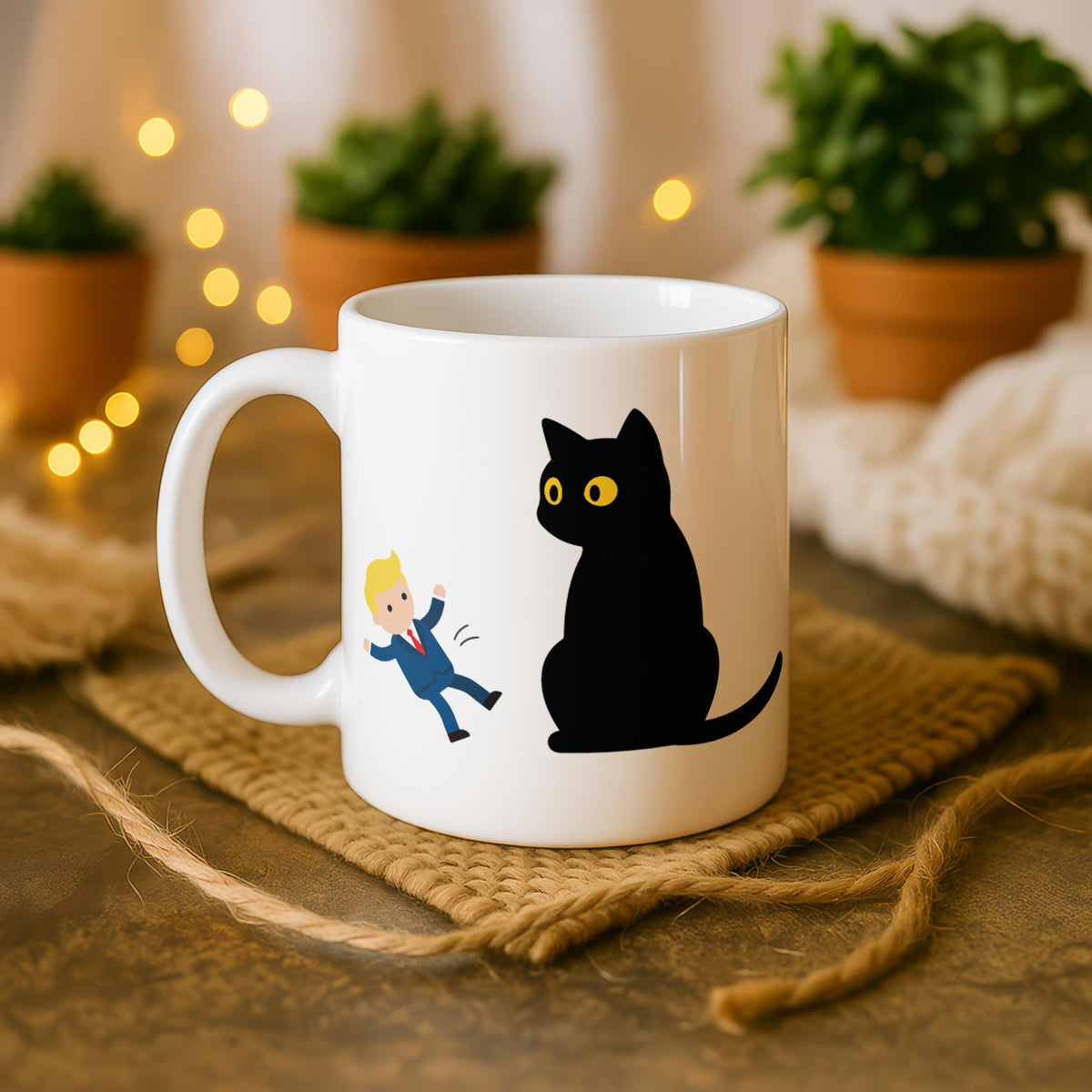 Funny Black Cat Sarcastic Coffee Mug, Dark Humor Cat Lover Ceramic Cup