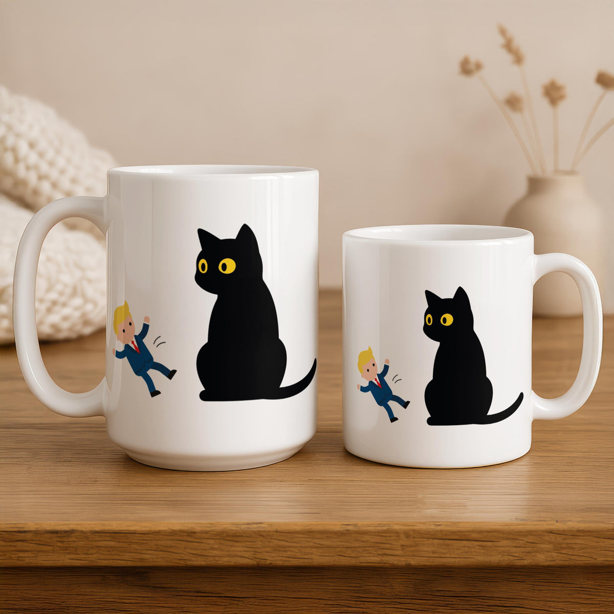 Funny Black Cat Sarcastic Coffee Mug, Dark Humor Cat Lover Ceramic Cup