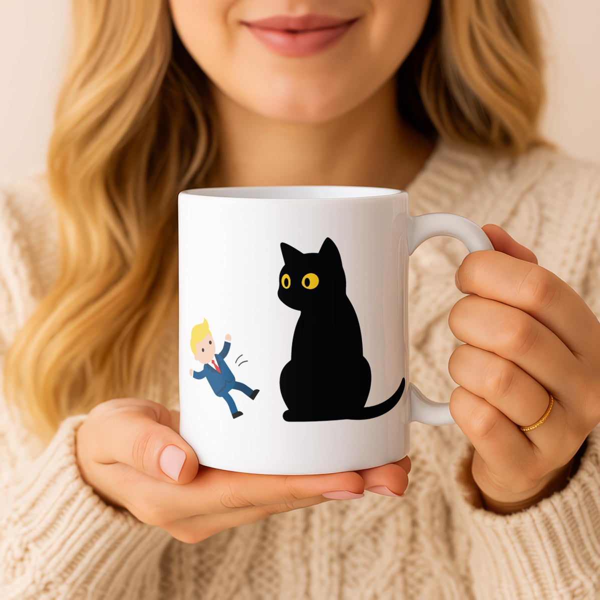 Funny Black Cat Sarcastic Coffee Mug, Dark Humor Cat Lover Ceramic Cup