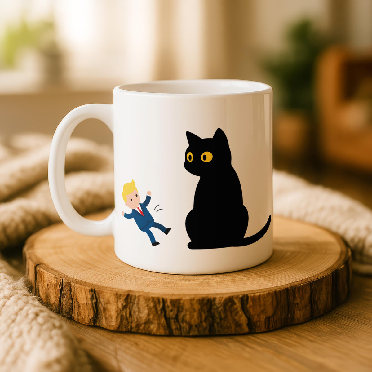 Funny Black Cat Sarcastic Coffee Mug, Dark Humor Cat Lover Ceramic Cup