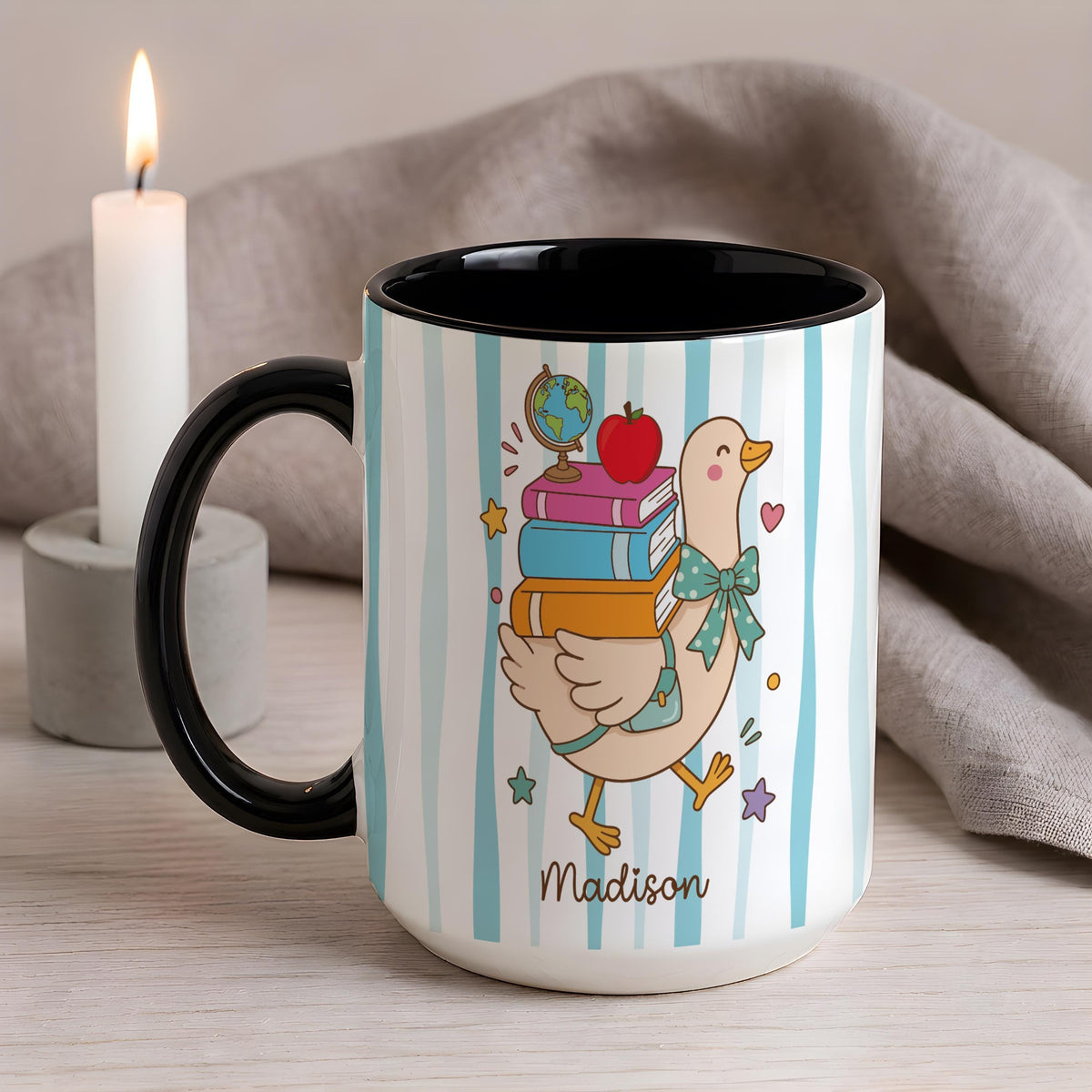Personalized Duck Back to School Mug, Time for Learning Cup, Custom Student Gift