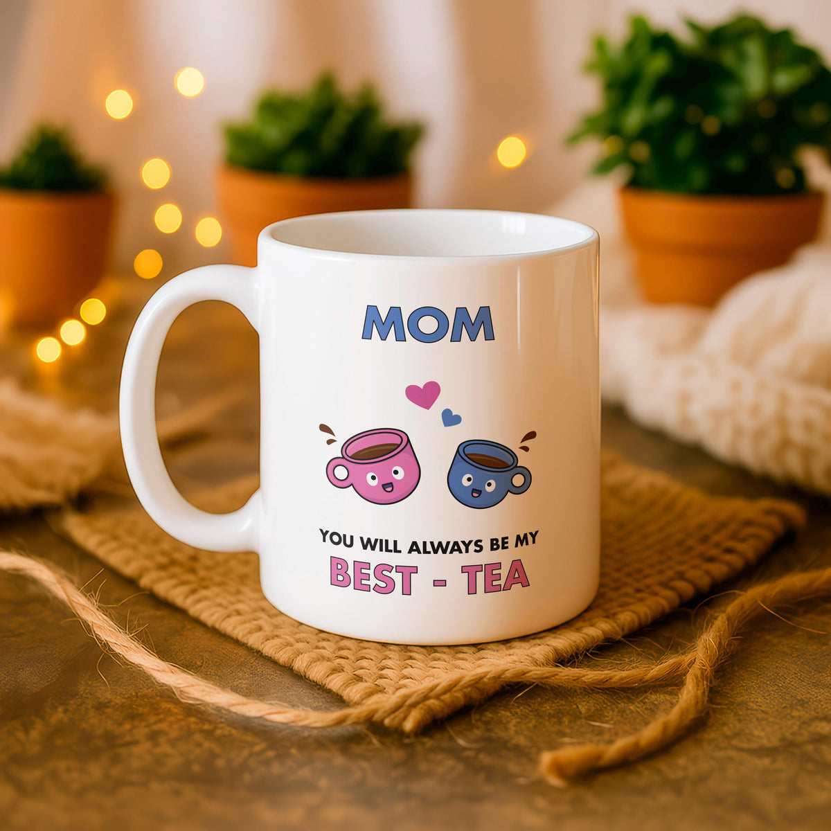 Custom Ceramic Mug for Mom, "Tea" Pun Design, 11oz or 15oz Options