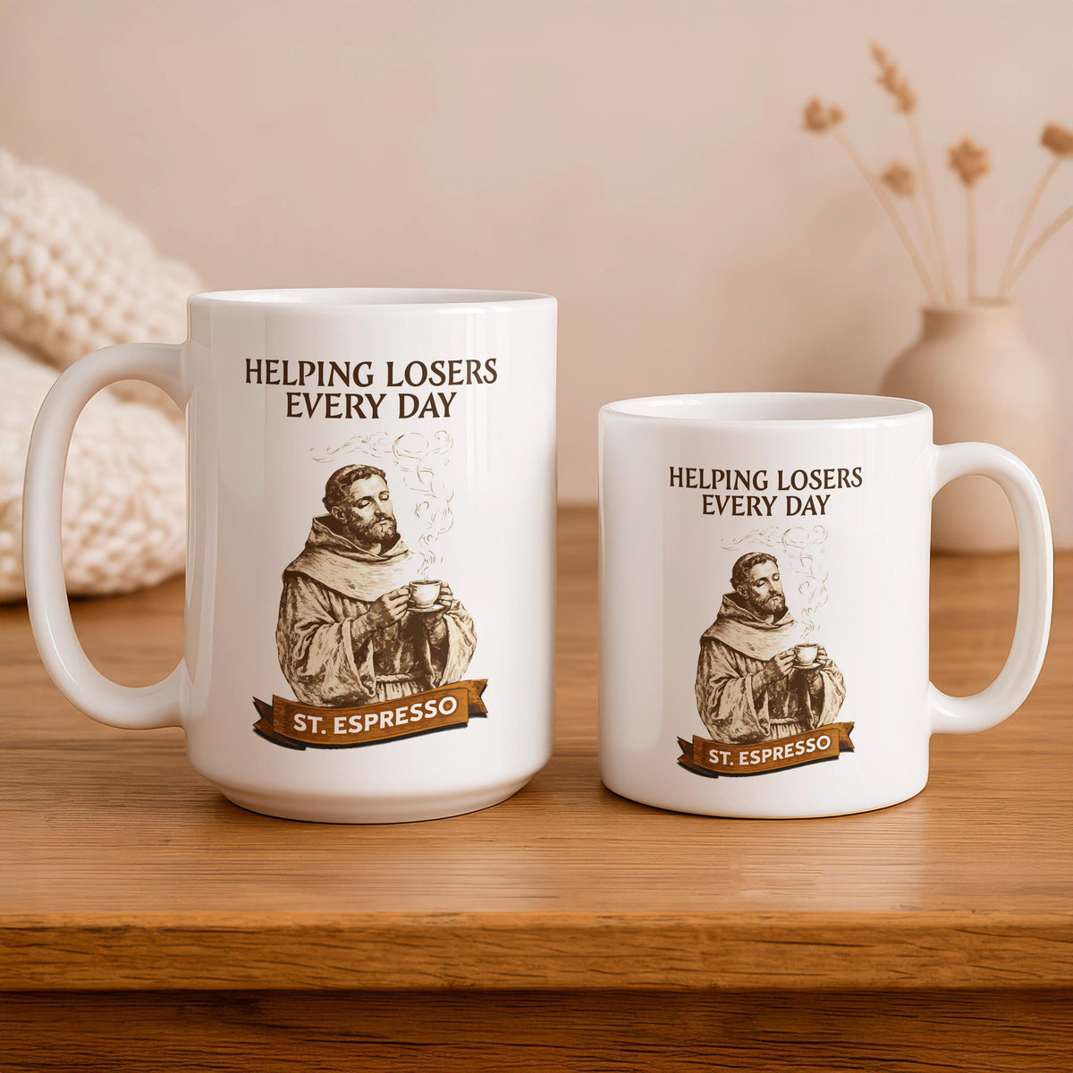 St. Espresso Ceramic Mug, Helping Losers Every Day Coffee Cup, Sarcastic Humor Gift