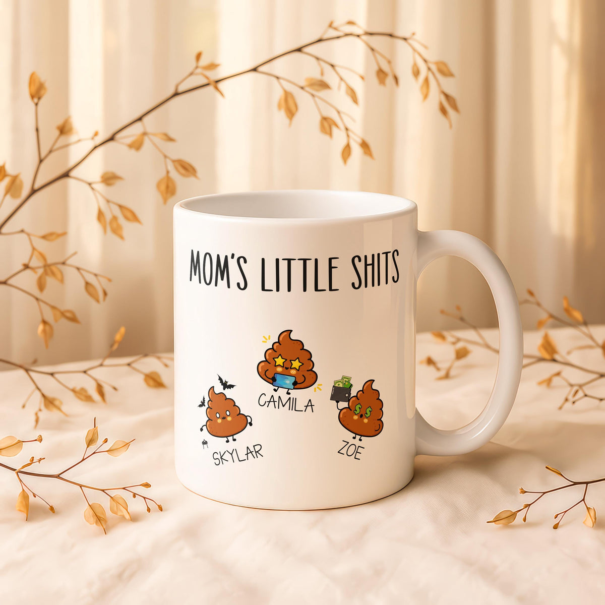 Personalized Ceramic Mug, Custom Kids Names Coffee Cup, Sarcastic Mom Gift