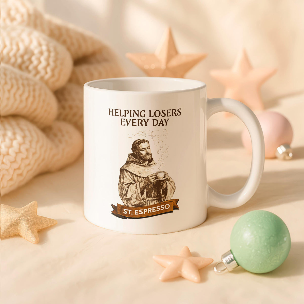 St. Espresso Ceramic Mug, Helping Losers Every Day Coffee Cup, Sarcastic Humor Gift