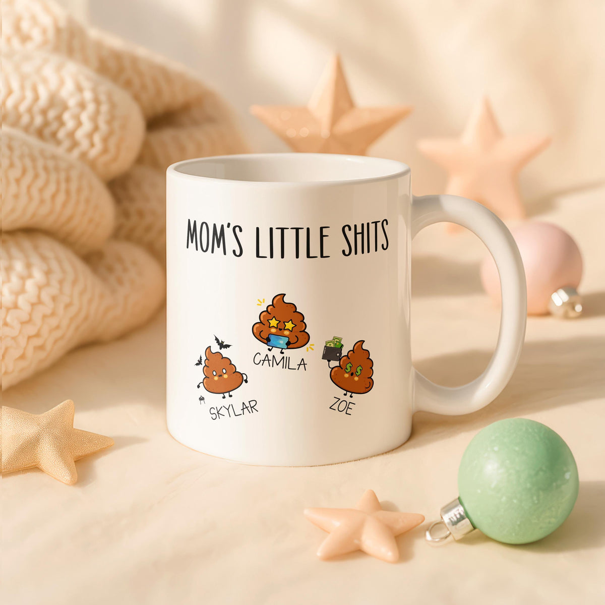 Personalized Ceramic Mug, Custom Kids Names Coffee Cup, Sarcastic Mom Gift
