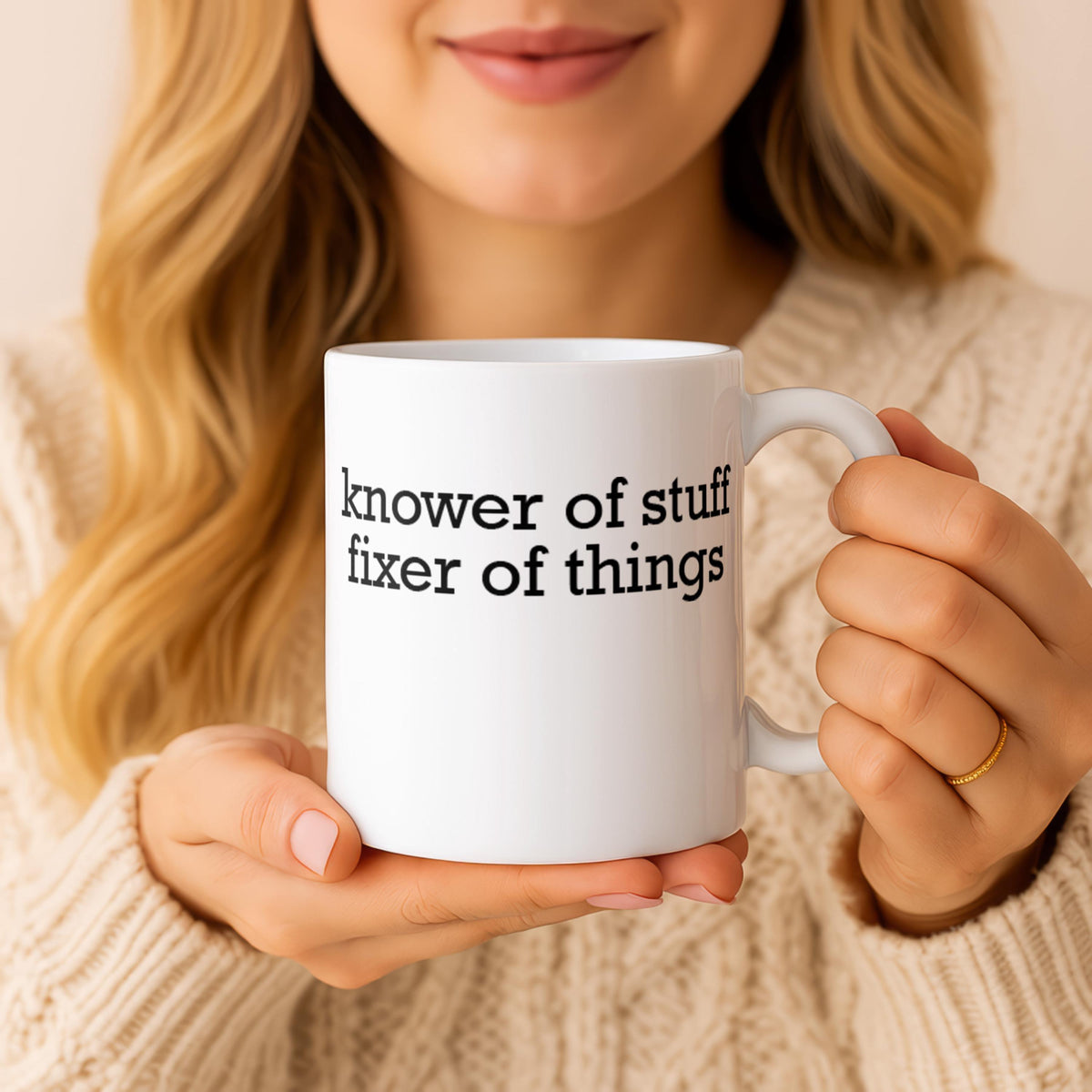 Knower of Stuff Fixer of Things Ceramic Mug, Funny Dad Coffee Cup