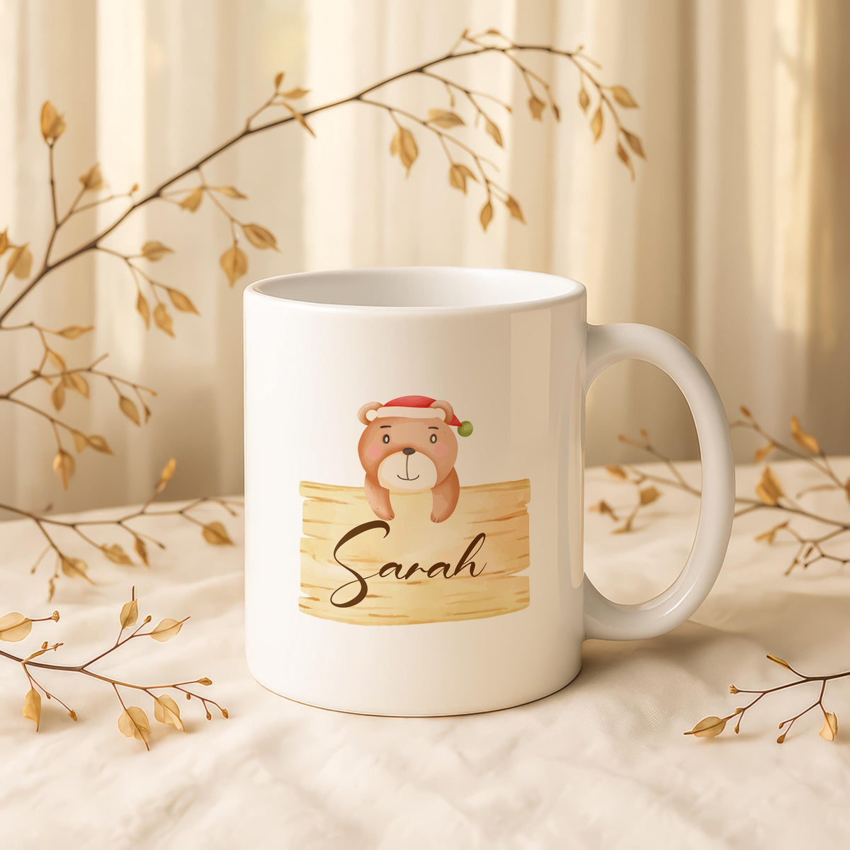 Custom Name Christmas Mug, Santa Character Coffee Cup, Personalized Ceramic Gift