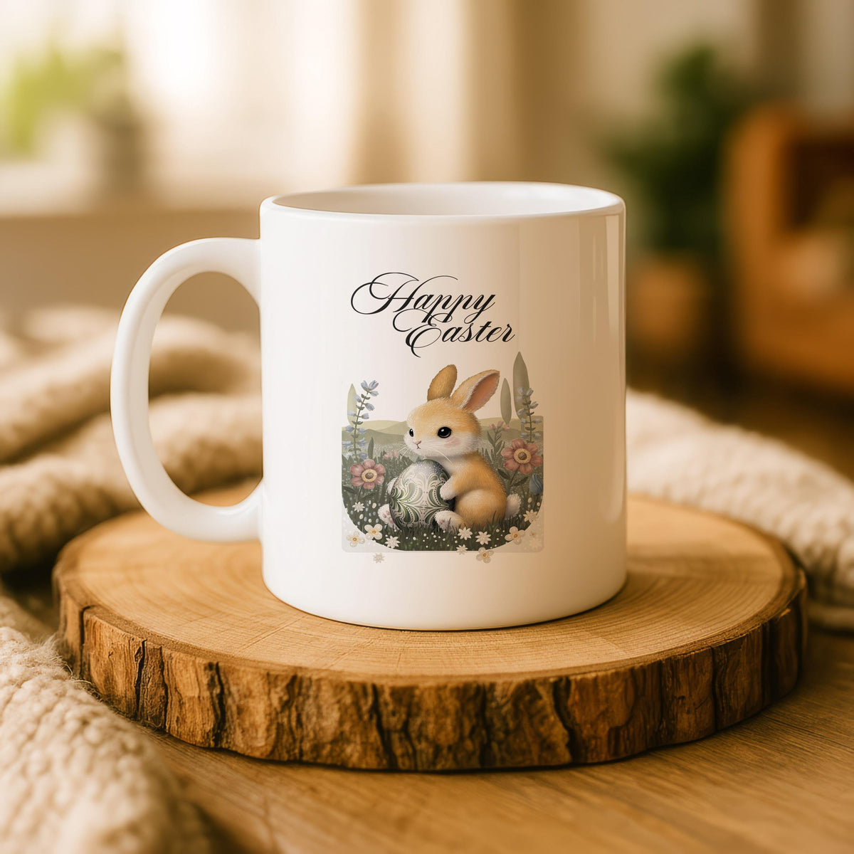 Easter Bunny Ceramic Mug, Spring Rabbit Coffee Cup, Easter Basket Stuffer