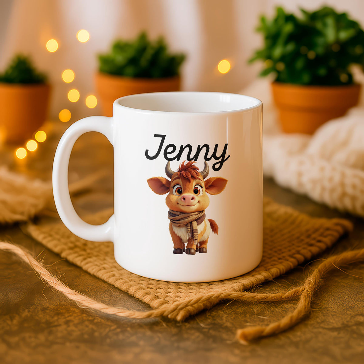 Personalized Highland Cow Ceramic Mug