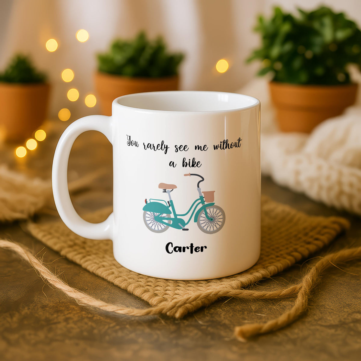 Custom Bicycle Lover Mug, Personalized Cyclist Coffee Cup (11oz/15oz)