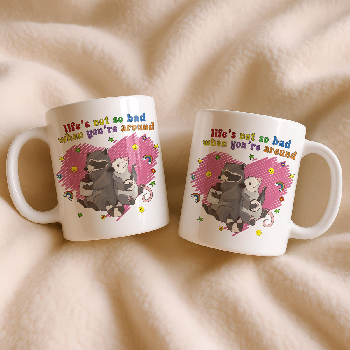 Raccoon Possum Coffee Mug, Funny Animal Ceramic Cup, Friendship Gift (11oz or 15oz)
