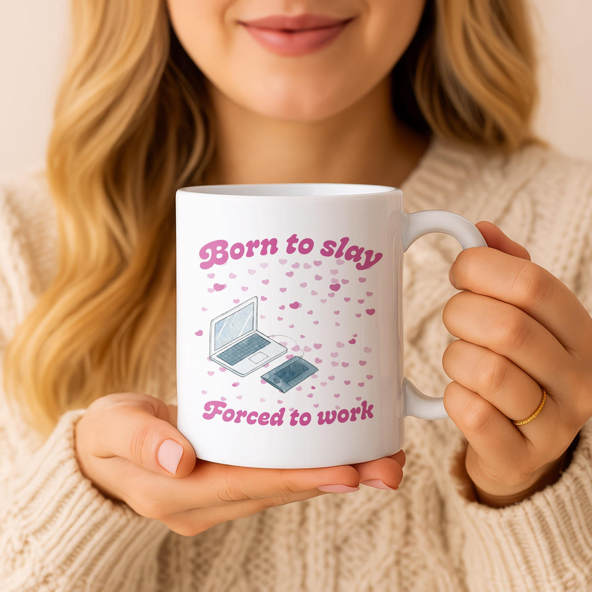 Funny Work Mug, Born to Slay Forced Ceramic Cup