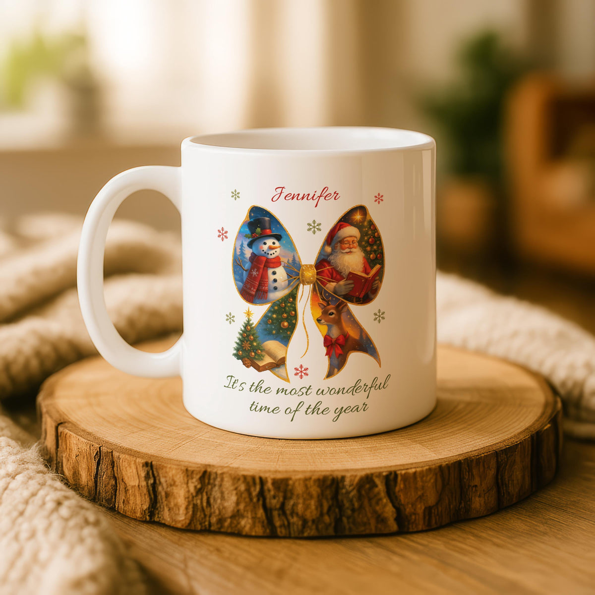 Personalized Christmas Ceramic Mug, Custom Name Holiday Coffee Cup