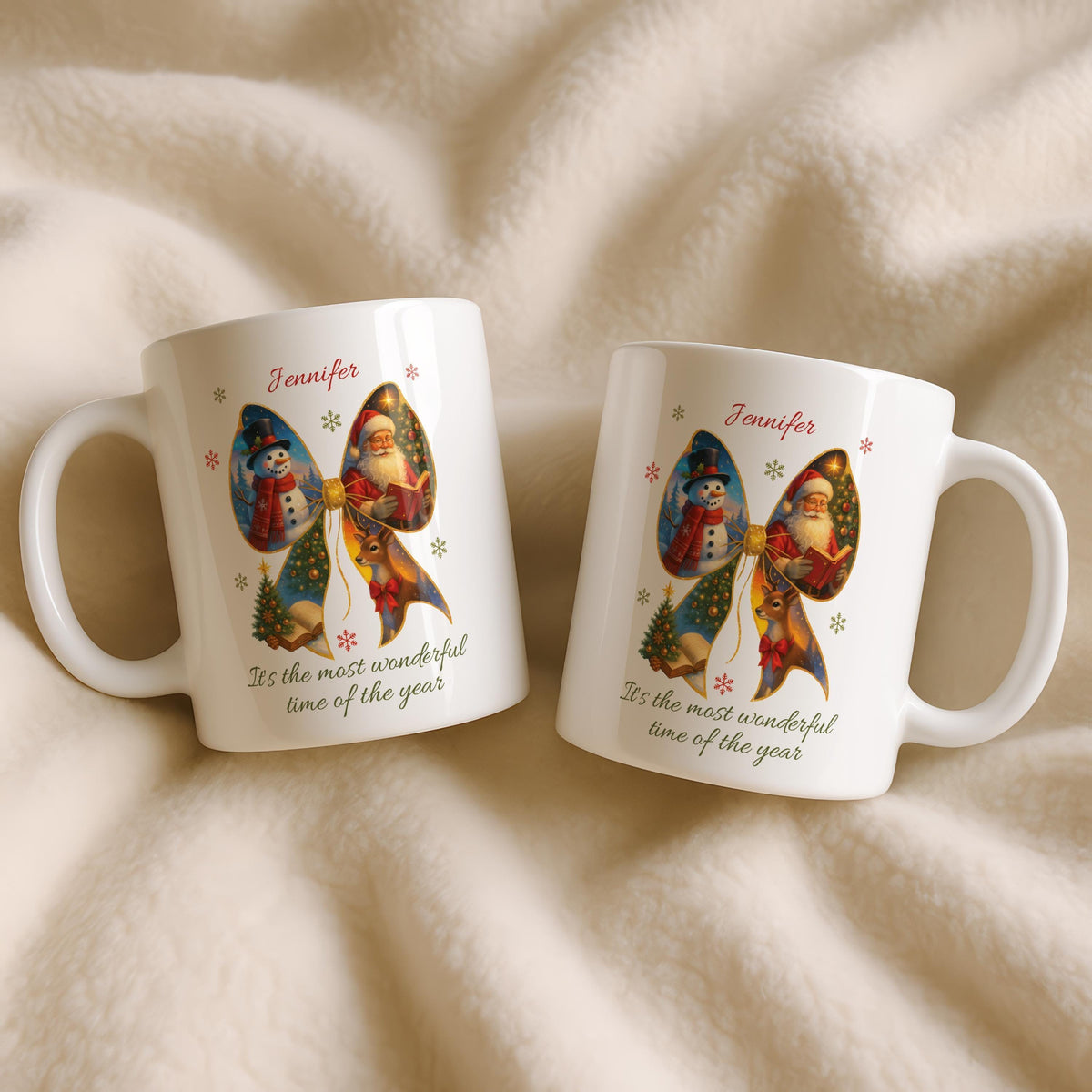 Personalized Christmas Ceramic Mug, Custom Name Holiday Coffee Cup