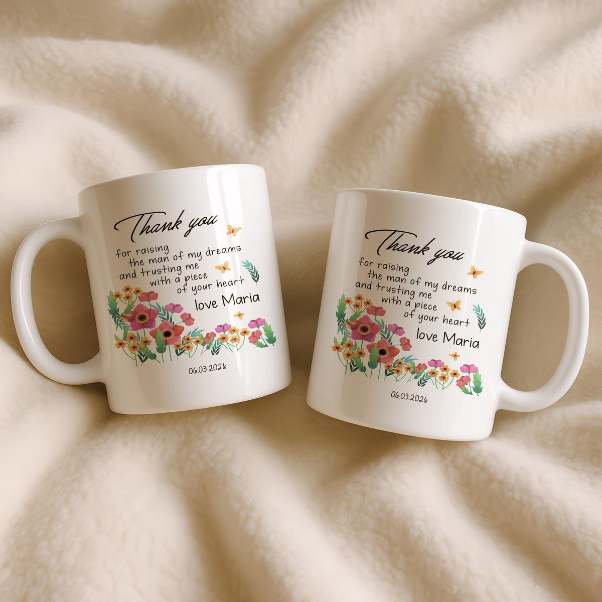 Thank You Mug for Mother in Law, Personalized Coffee Cup, Wedding Gift