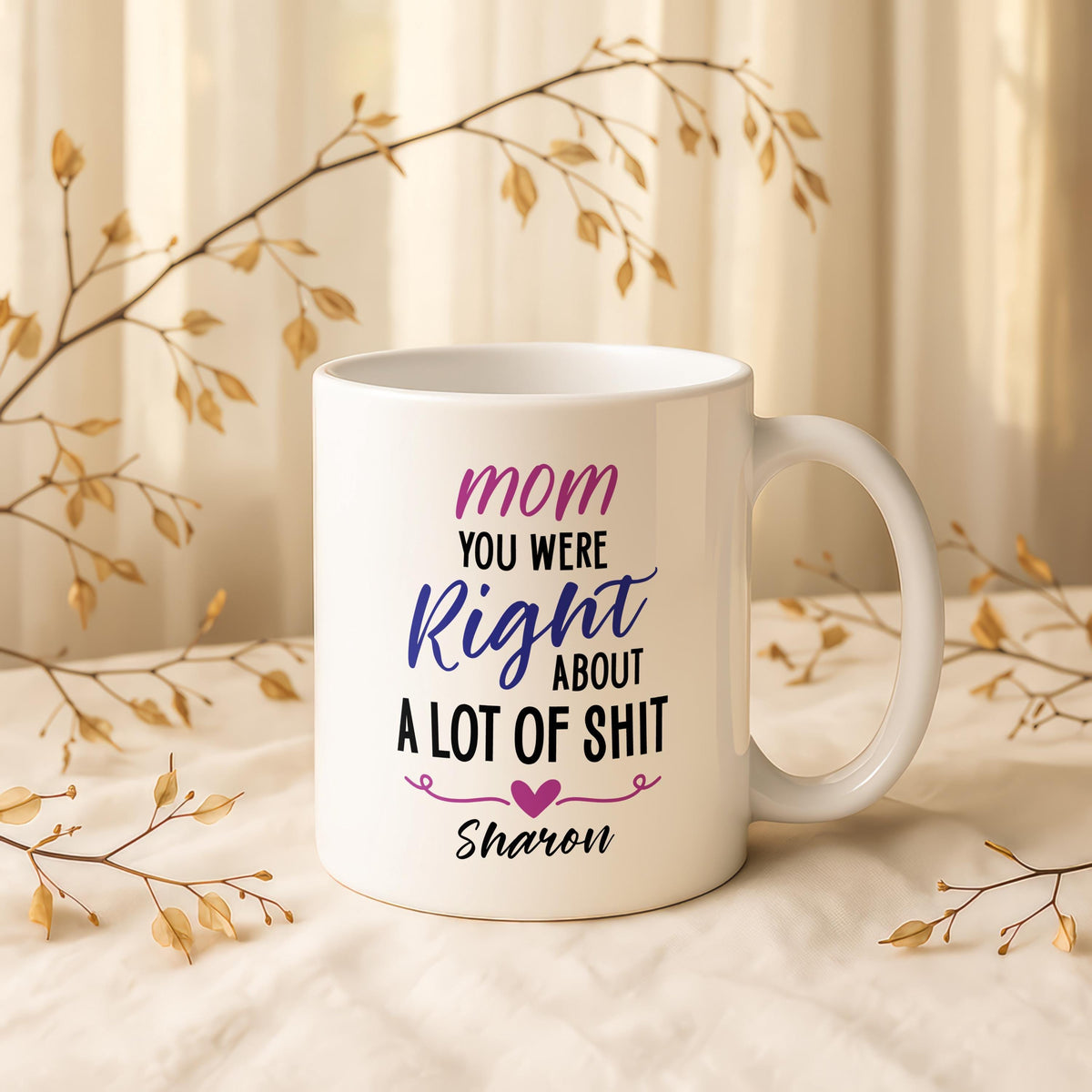 Funny Mom Mug, Custom Name Coffee Cup, Ceramic Gift for Daughter or Son