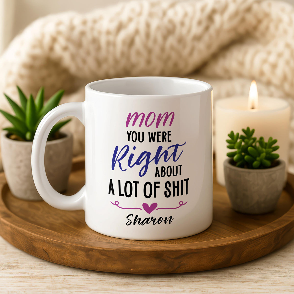 Funny Mom Mug, Custom Name Coffee Cup, Ceramic Gift for Daughter or Son