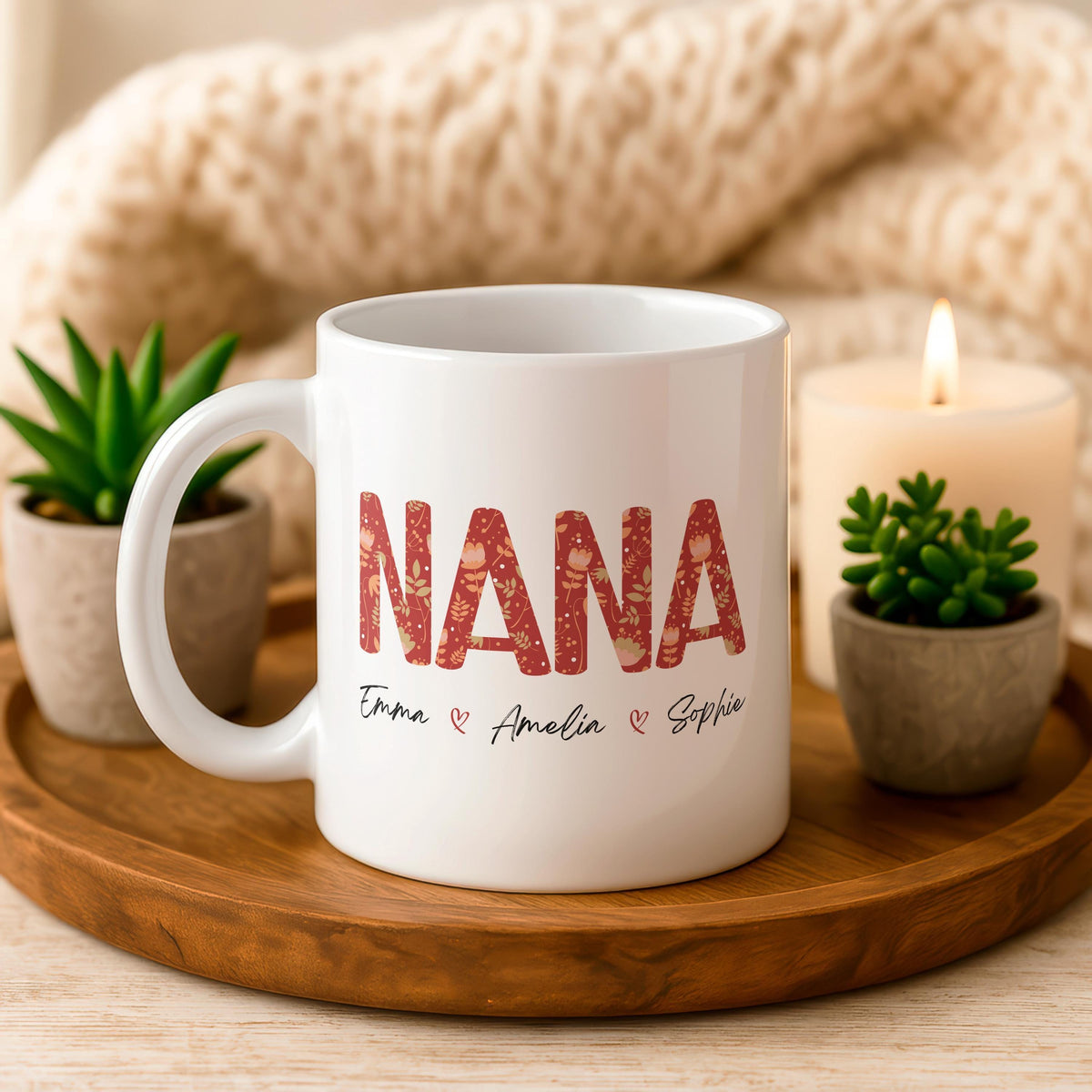 Personalized Nana Mug, Custom Grandkids Names Coffee Cup, Grandma Gift