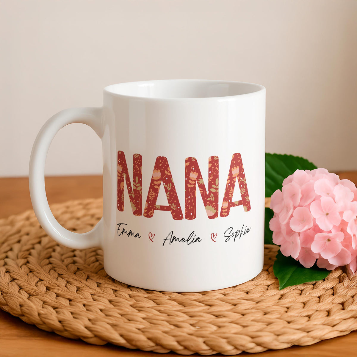 Personalized Nana Mug, Custom Grandkids Names Coffee Cup, Grandma Gift