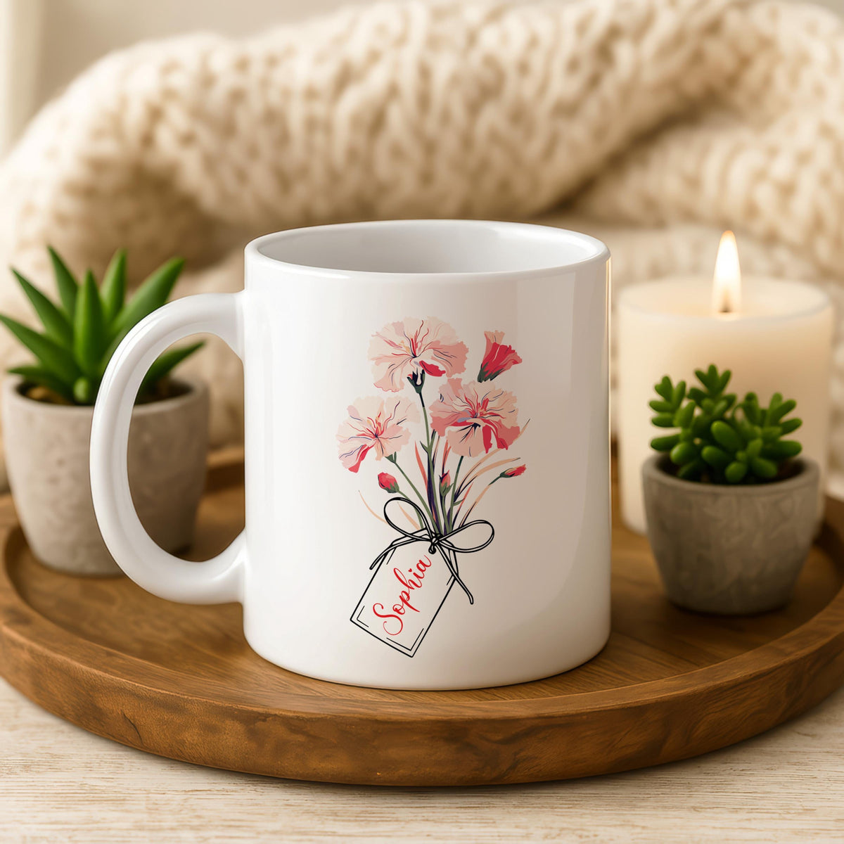 Personalized 60th Birthday Mug, Custom Floral Coffee Cup, Funny Gift for Woman