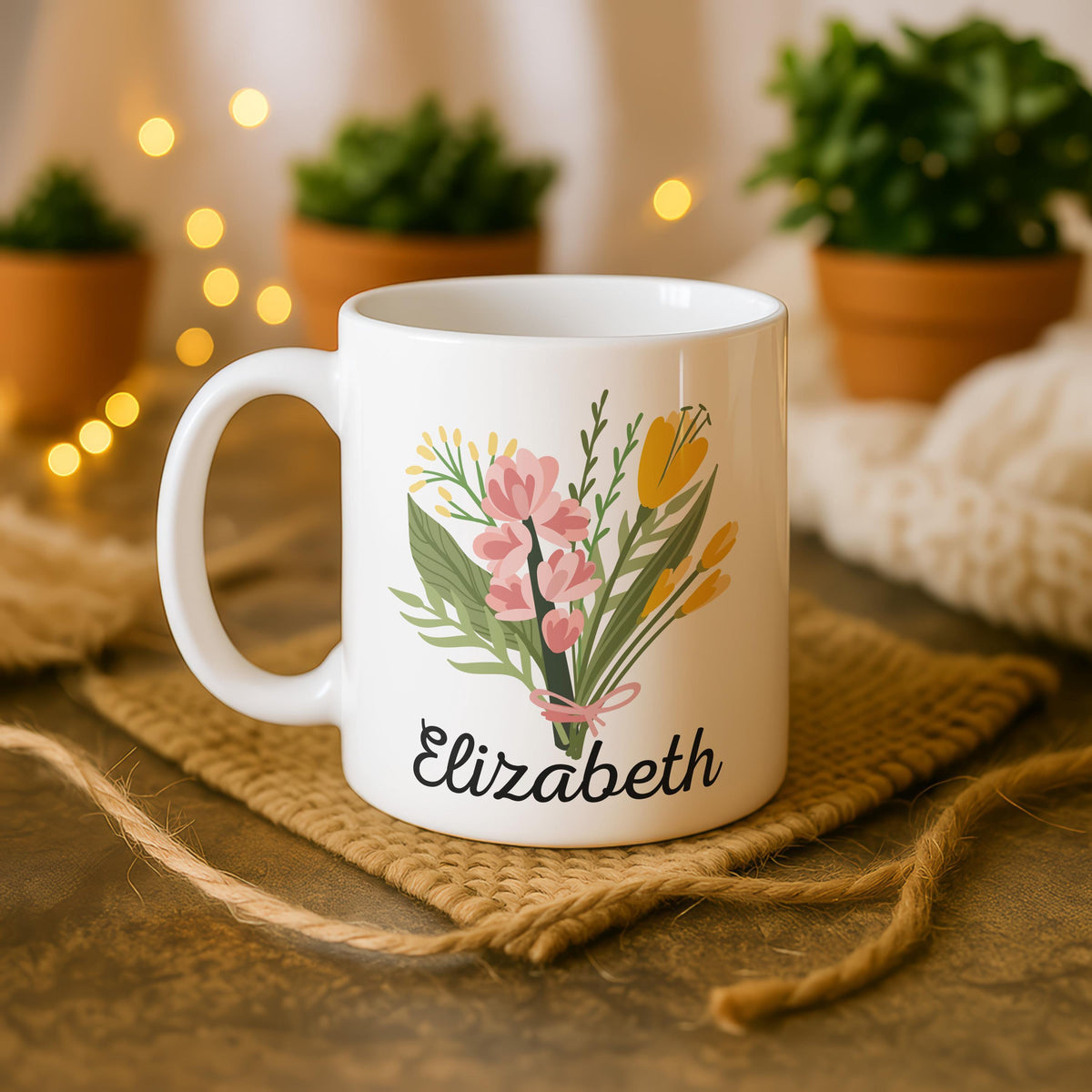 Personalized Floral 70th Birthday Ceramic Mug