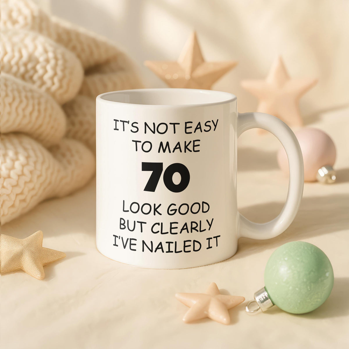 Personalized Floral 70th Birthday Ceramic Mug