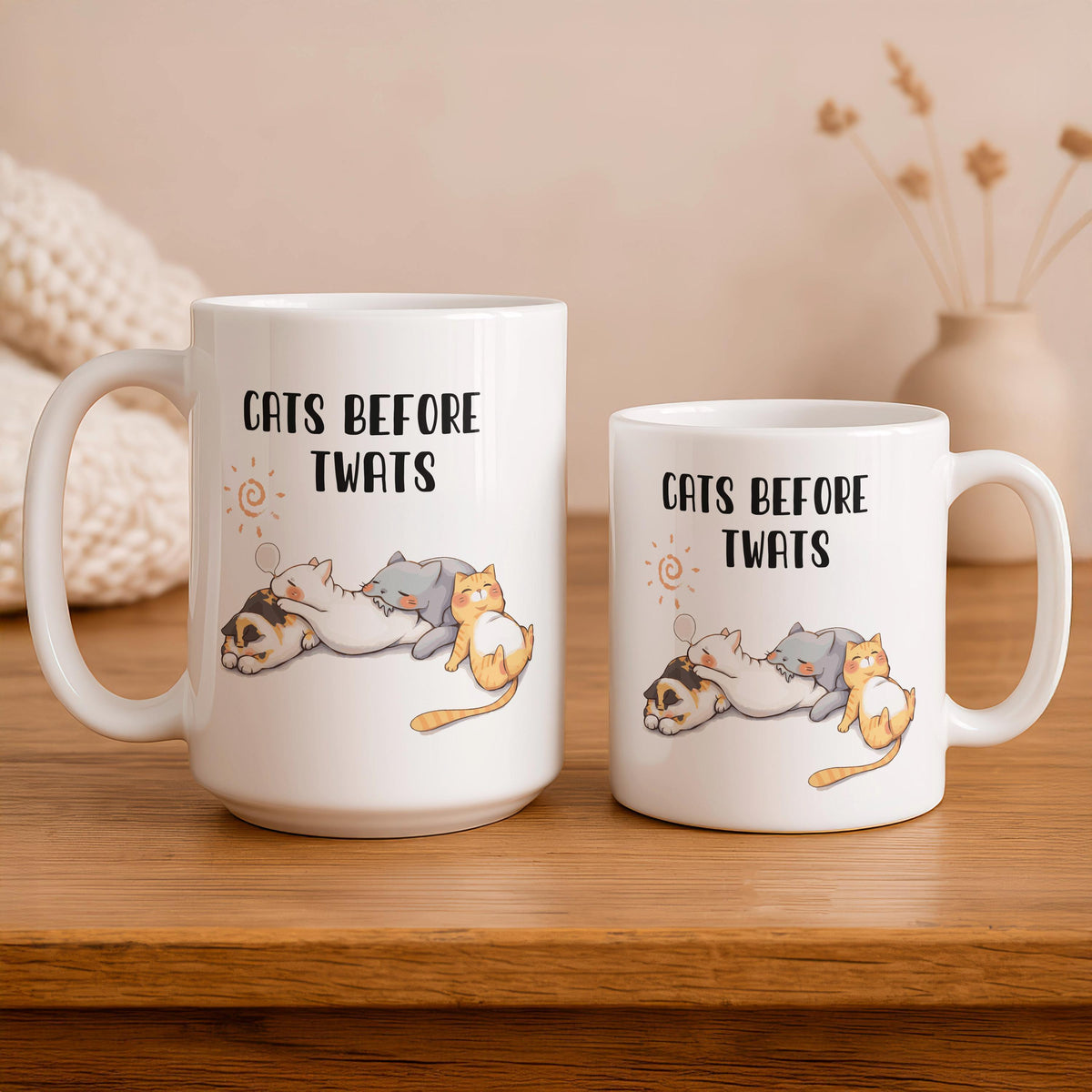 Cats Before People Ceramic Mug, Funny Cat Lover Gift, Sarcastic Animal Tea Cup