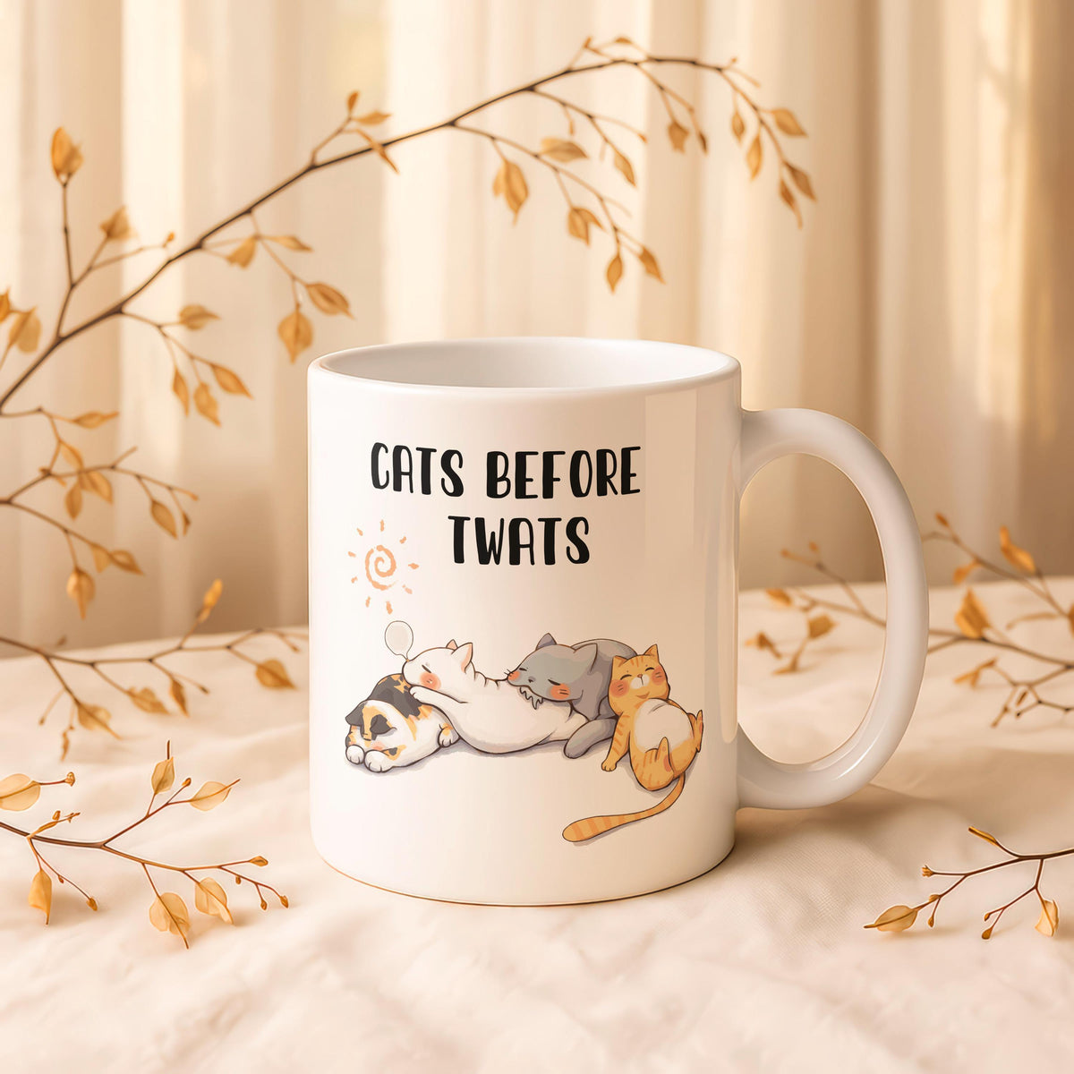 Cats Before People Ceramic Mug, Funny Cat Lover Gift, Sarcastic Animal Tea Cup