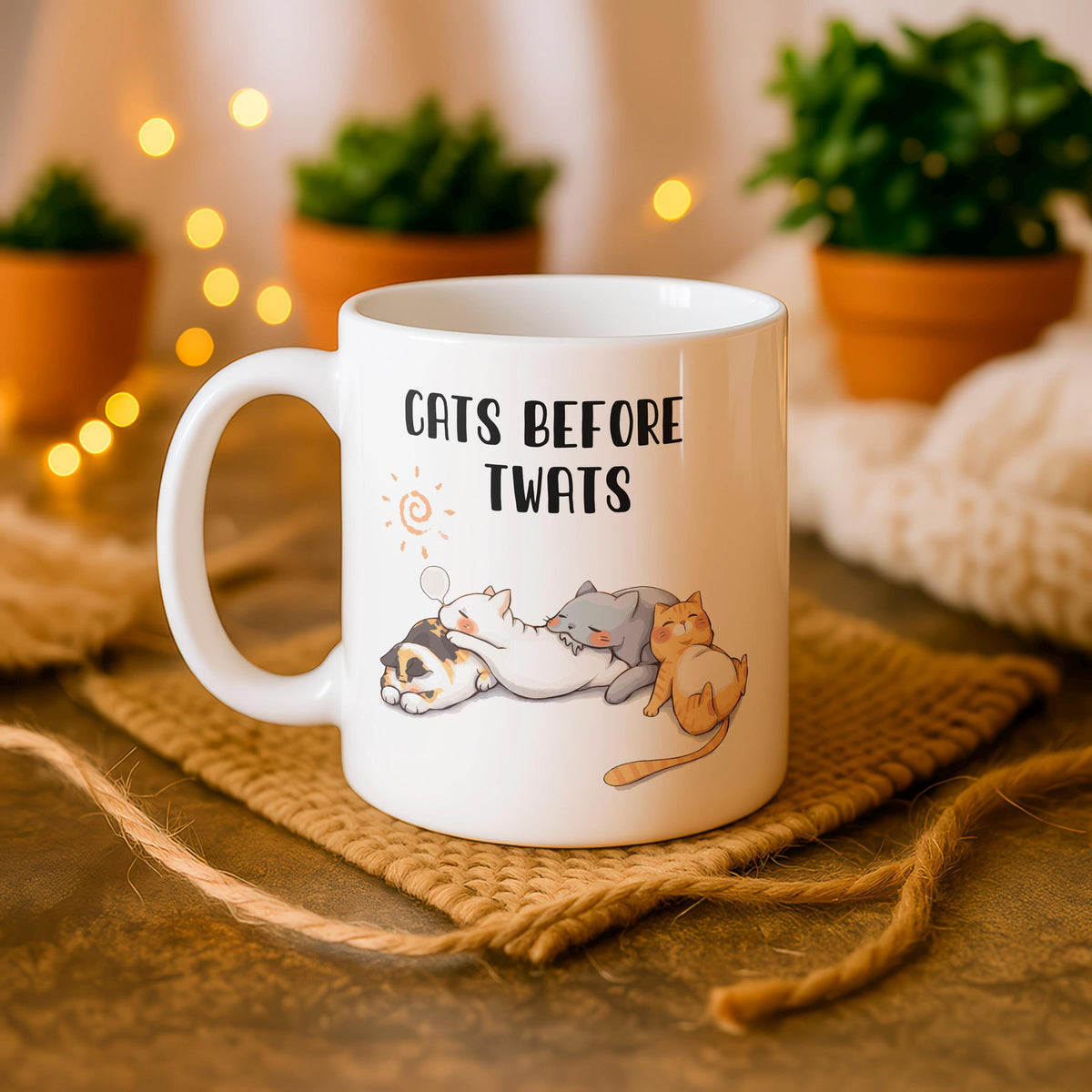Cats Before People Ceramic Mug, Funny Cat Lover Gift, Sarcastic Animal Tea Cup