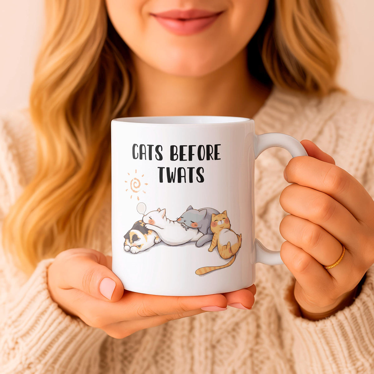Cats Before People Ceramic Mug, Funny Cat Lover Gift, Sarcastic Animal Tea Cup