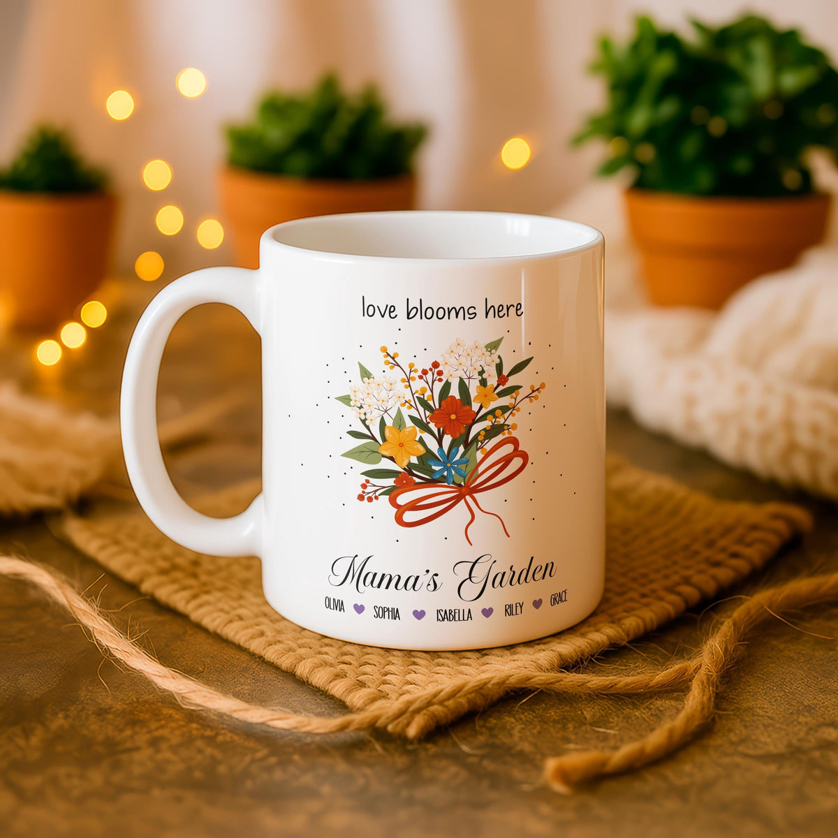 Personalized Mama's Garden Mug, Custom Floral Coffee Cup, Mother's Day Gift