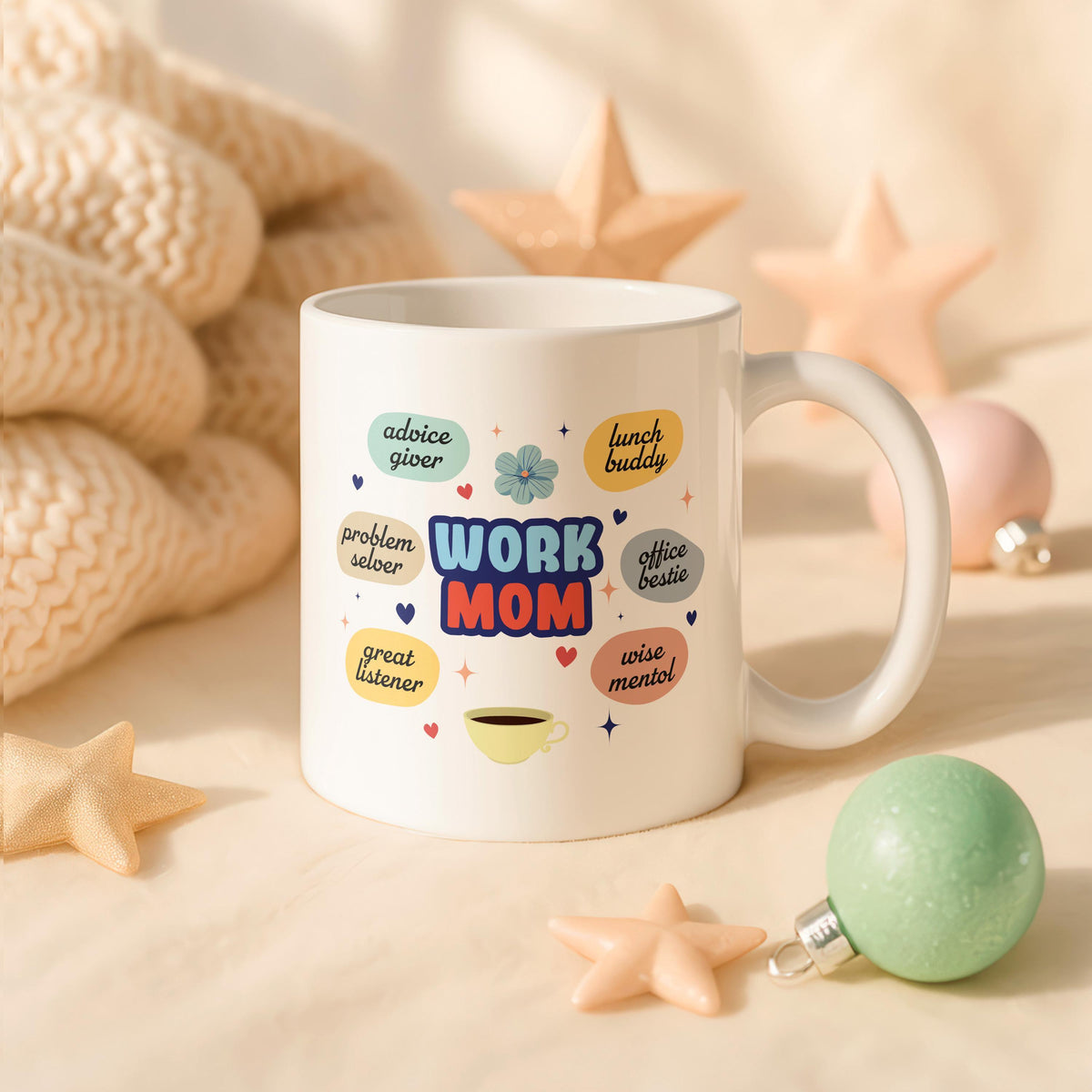 Work Mom Ceramic Mug, Office Boss Lady Coffee Cup, Appreciation Gift for Her