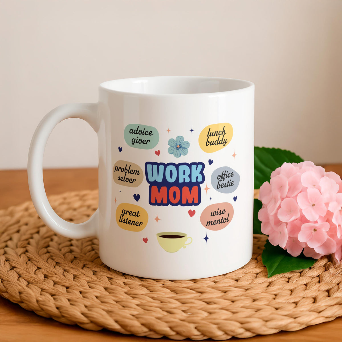 Work Mom Ceramic Mug, Office Boss Lady Coffee Cup, Appreciation Gift for Her
