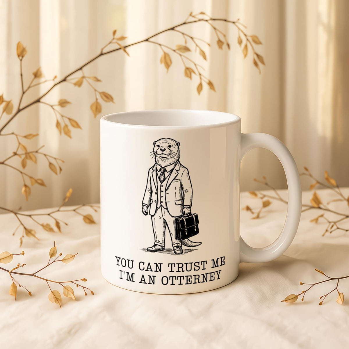 Attorney Otter Mug, Law School Graduation Gift, Lawyer Coffee Cup