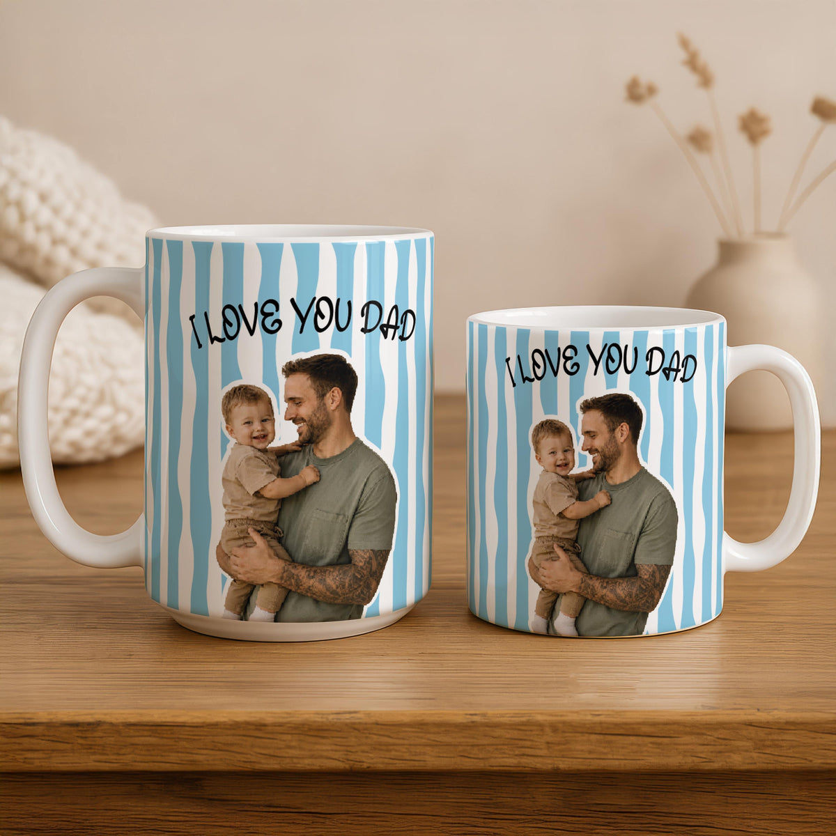 Personalized Dad Photo Mug, Custom I Love You Coffee Cup, Family Keepsake Gift