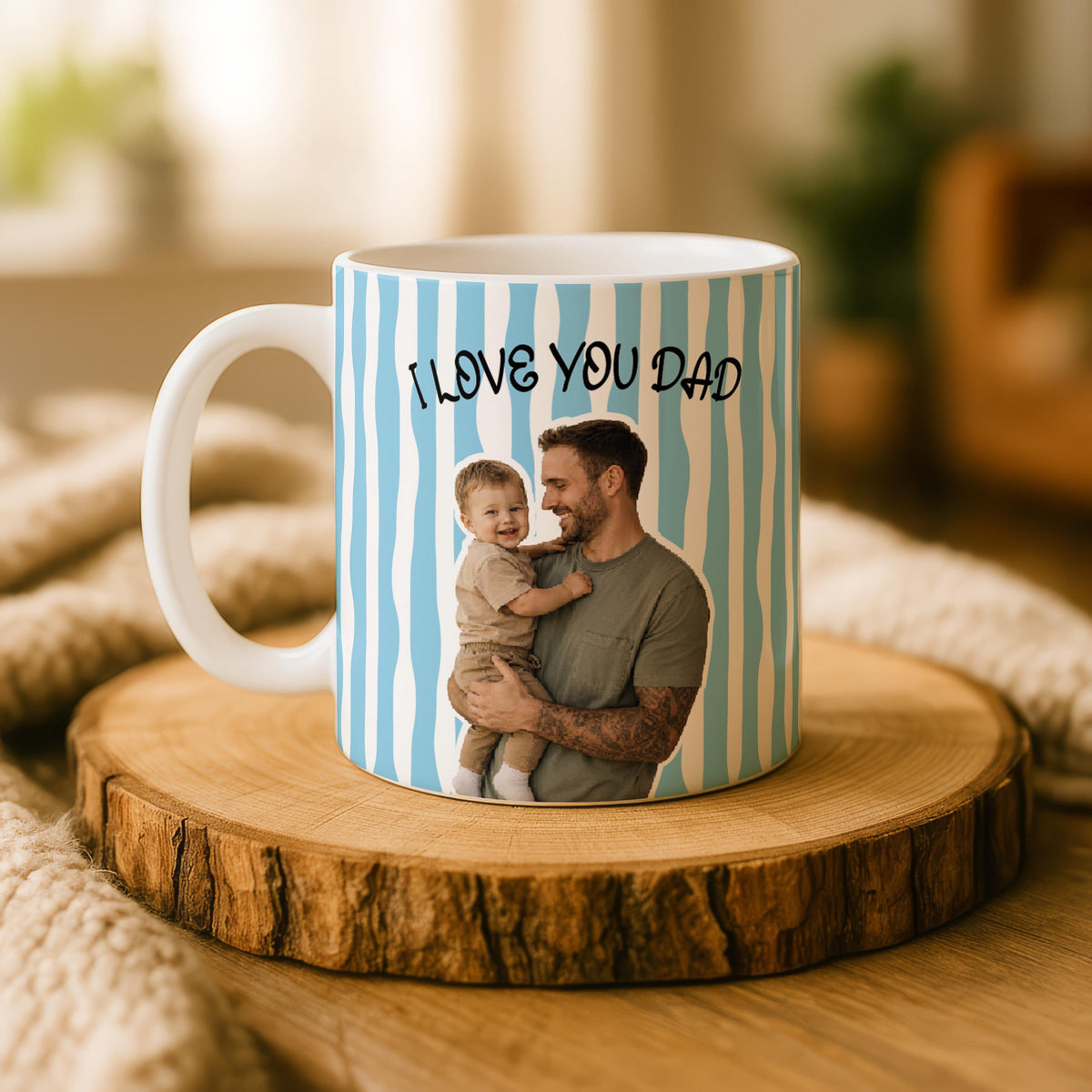 Personalized Dad Photo Mug, Custom I Love You Coffee Cup, Family Keepsake Gift