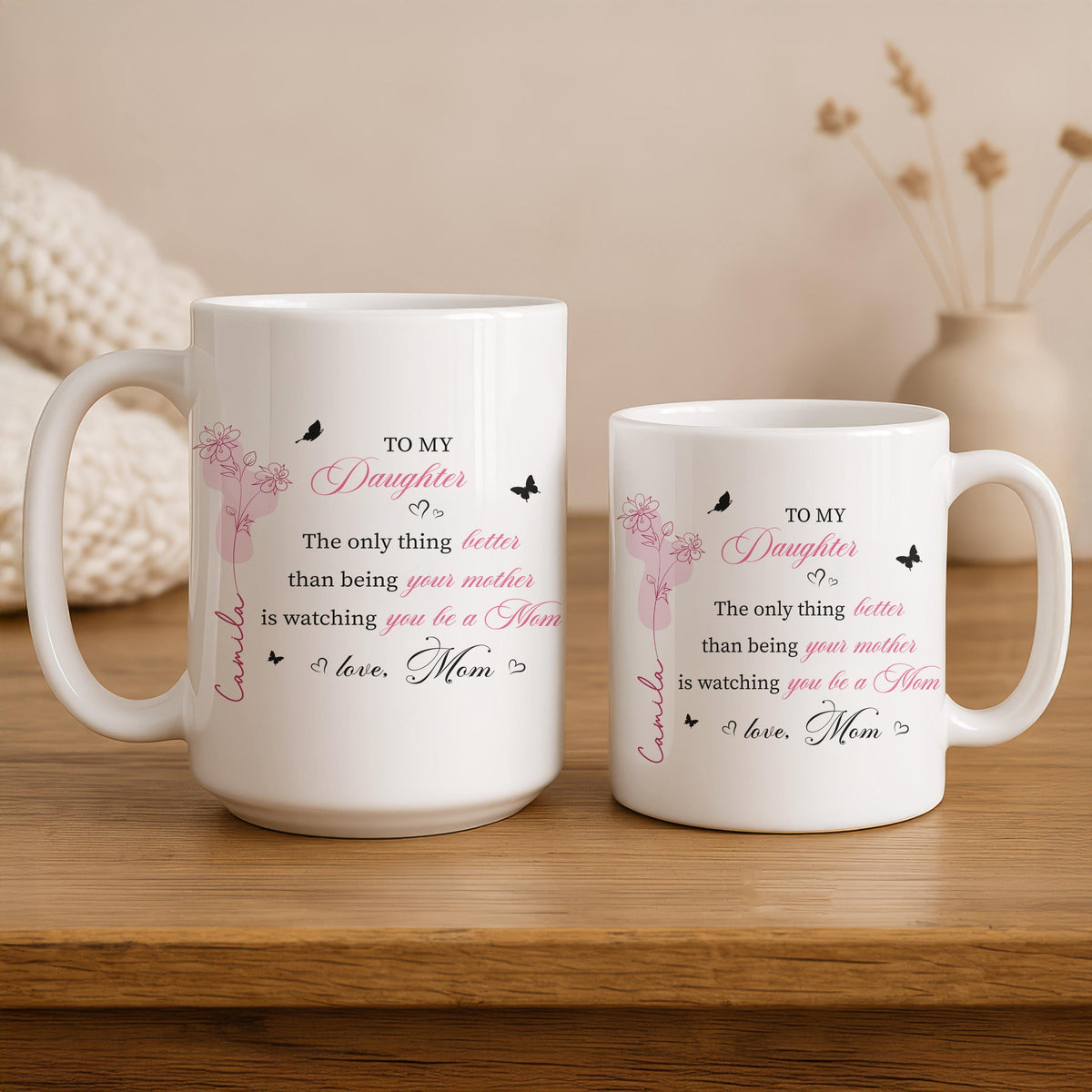 Personalized To My Daughter Ceramic Mug, Mother Daughter Coffee Cup