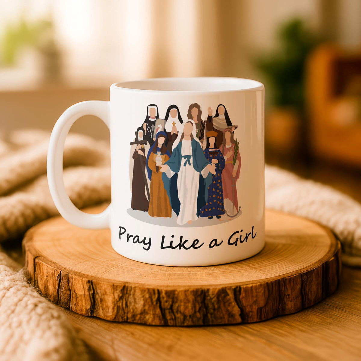 Pray Like a Girl Ceramic Mug, Christian Coffee Cup, Inspirational Religious Tea Mug