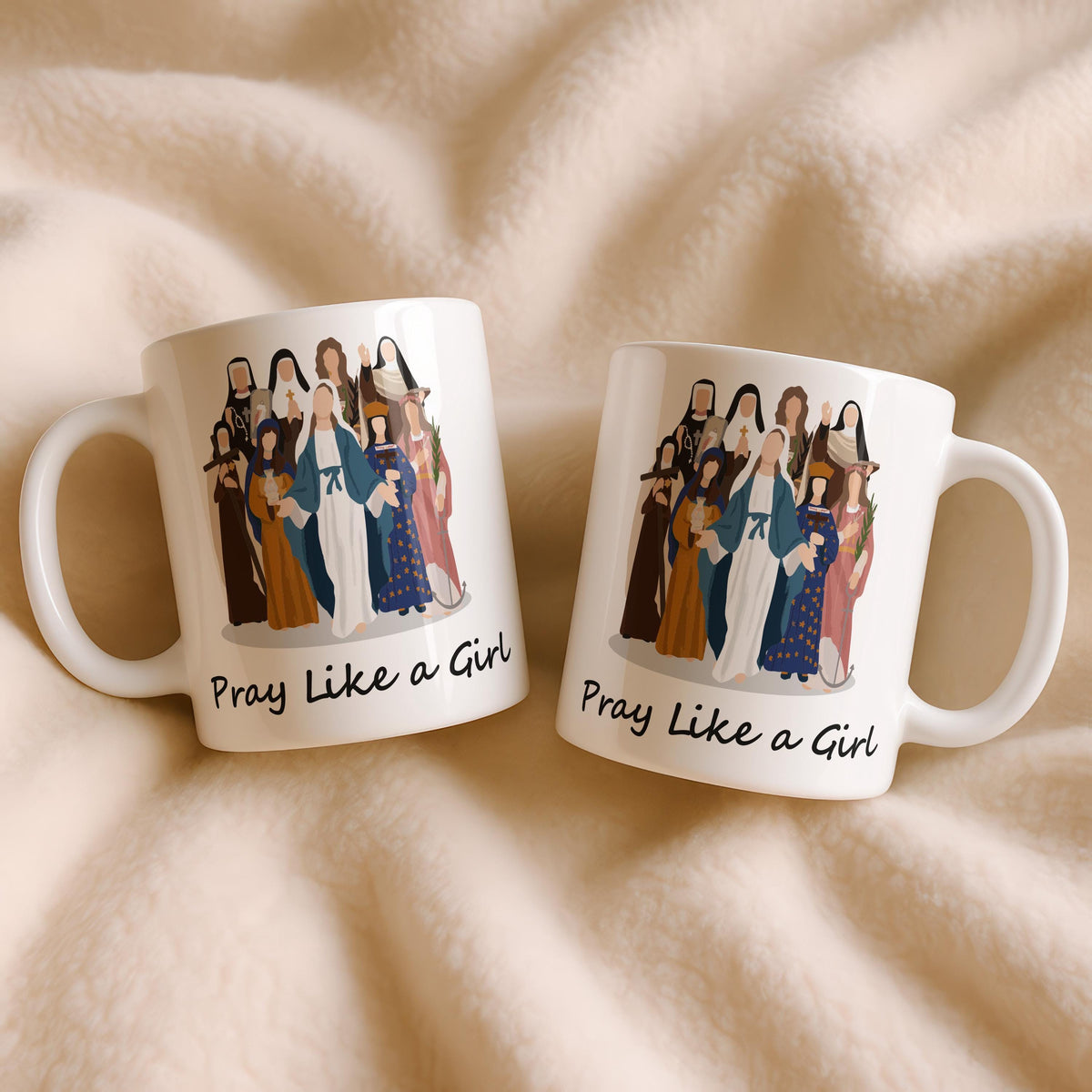 Pray Like a Girl Ceramic Mug, Christian Coffee Cup, Inspirational Religious Tea Mug