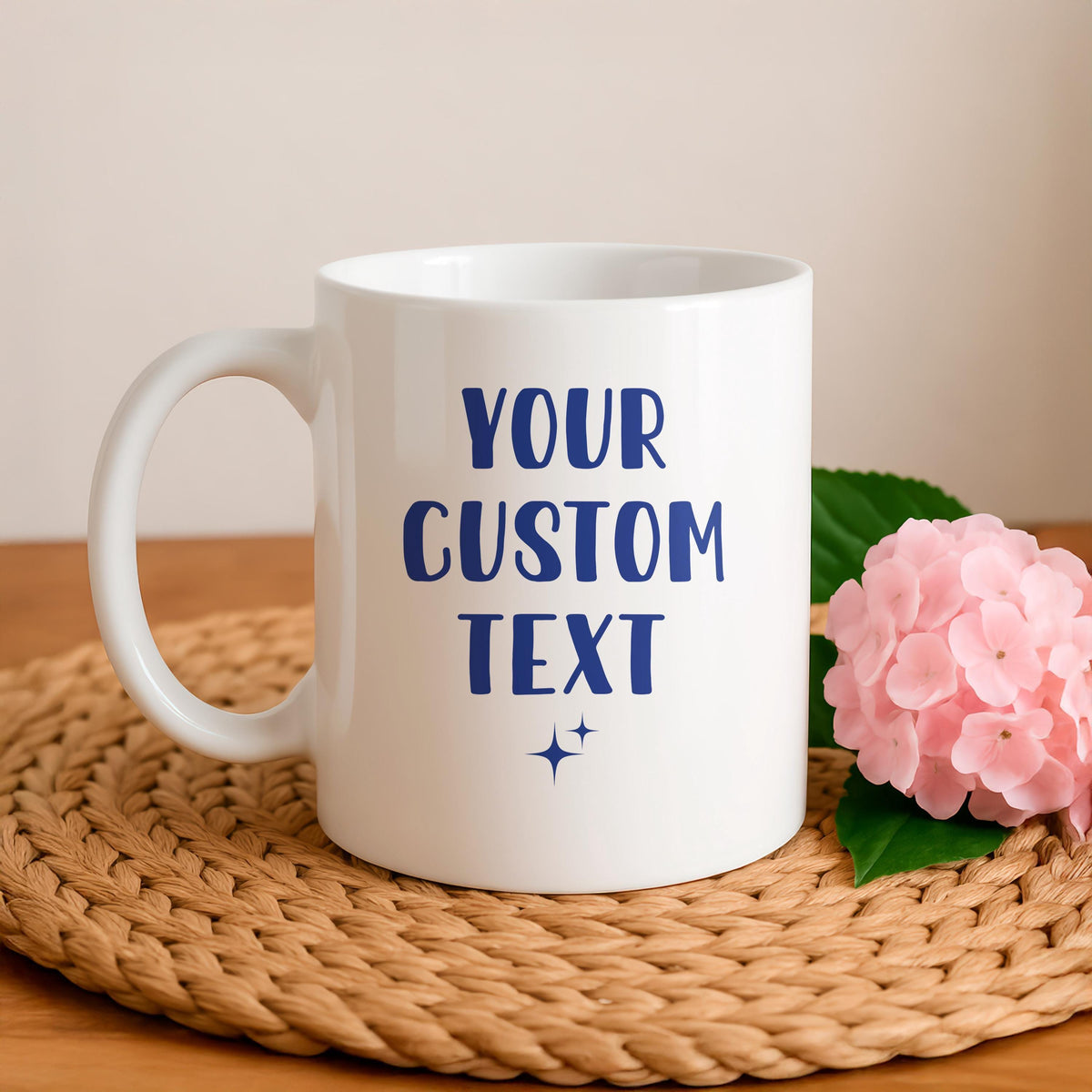 Custom Text Ceramic Mug, Personalized Coffee Cup, 11oz or 15oz (Sublimation)