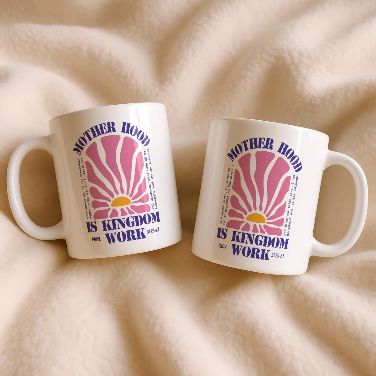 Motherhood Is Kingdom Work Mug, Christian Mom Coffee Cup, Inspirational Ceramic Tea Cup