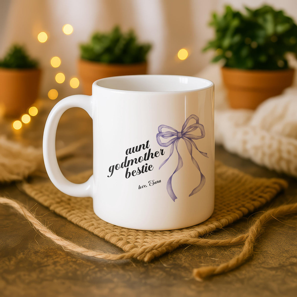 Personalized Godmother Coffee Mug, Aunt Bestie Ceramic Cup, Gift from Godchild