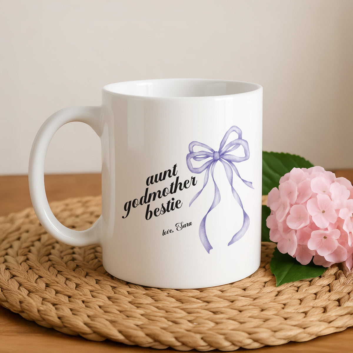 Personalized Godmother Coffee Mug, Aunt Bestie Ceramic Cup, Gift from Godchild