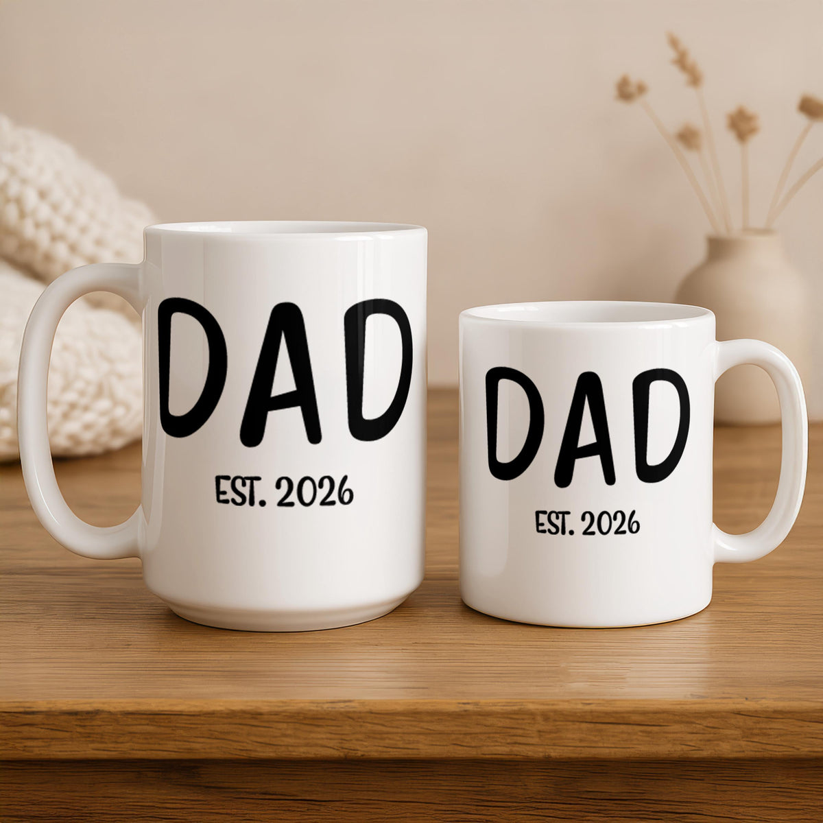 Personalized Dad Est Year Coffee Mug, Custom New Father Ceramic Cup