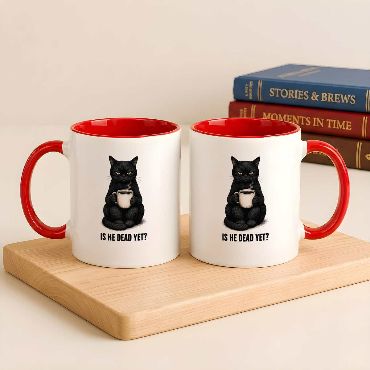 Sarcastic Black Cat Coffee Mug, Dark Humor Gag Gift, Custom Name Option